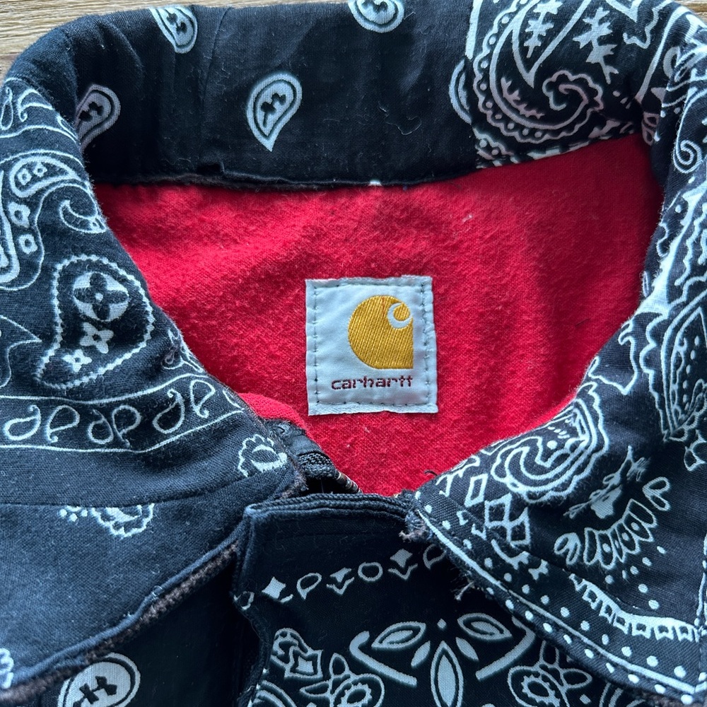 Carhartt Jacket bandanna black and white warm coat custom made VINTAGE